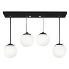 Pendente Retangular Quadruplo Preto Orby Bolinha Vidro