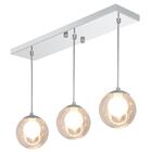 Pendente Retangular Triplo Escovado Harmony Bolinha Ambar