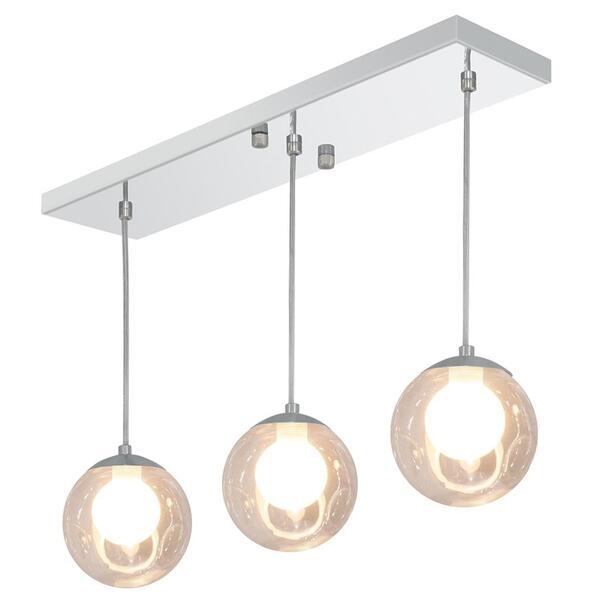 Pendente Retangular Triplo Escovado Harmony Bolinha Ambar