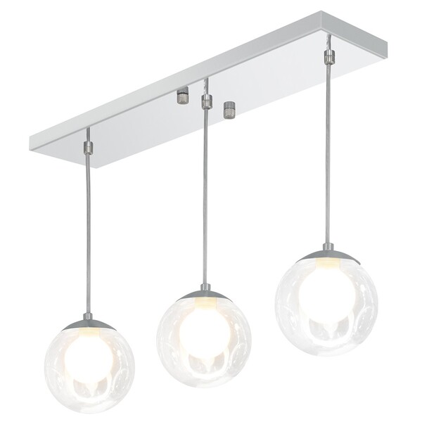 Pendente Retangular Triplo Escovado Harmony Bolinha Vidro