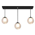 Pendente Retangular Triplo Preto Harmony Bolinha Ambar