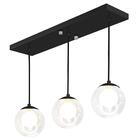 Pendente Retangular Triplo Preto Harmony Bolinha Vidro