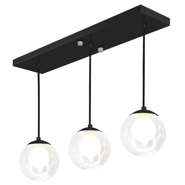 Pendente Retangular Triplo Preto Harmony Bolinha Vidro