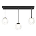 Pendente Retangular Triplo Preto Harmony Bolinha Vidro