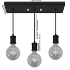 Pendente Retangular Triplo Tubo Gourmet Nordic Preto