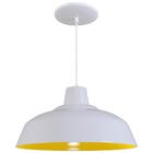 Pendente Retrô 34cm Luminária Lustre Alumínio Branco Brilhant