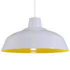 Pendente Retrô 34cm Luminária Lustre Alumínio Branco Brilhant