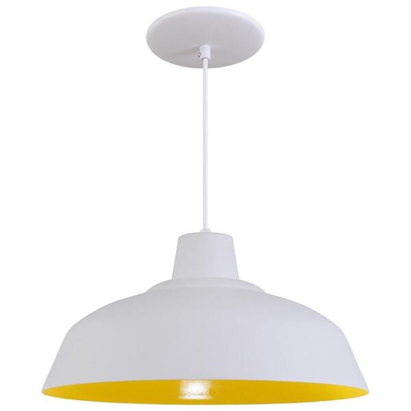 Pendente Retrô 34cm Luminária Lustre Alumínio Branco Textura