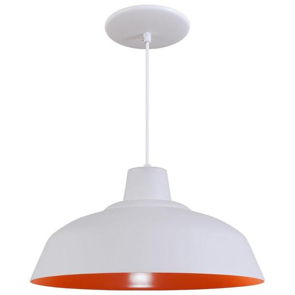 Pendente Retrô 34cm Luminária Lustre Alumínio Branco Textura