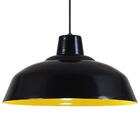 Pendente Retrô 34cm Luminária Lustre Alumínio Preto Fosco C/