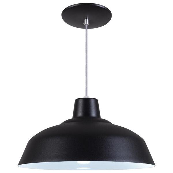 Pendente Retrô 34cm Luminária Lustre Alumínio Preto Textura -