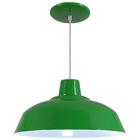 Pendente Retrô 34cm Luminária Lustre Alumínio Verde - Rei Da