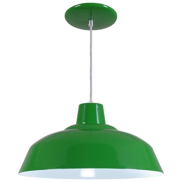 Pendente Retrô 34cm Luminária Lustre Alumínio Verde - Rei Da
