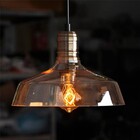 Pendente Retro Fumê Industrial Vidro Loft Luminária Vintage L
