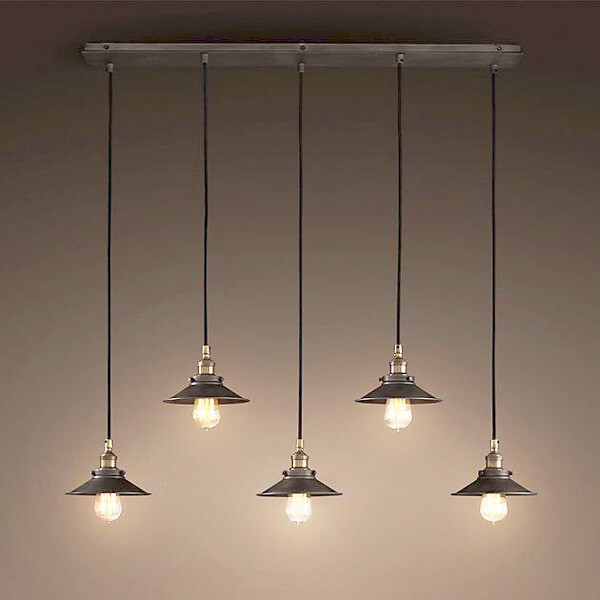 Pendente Retro Industrial 5 Lâmpadas Preto Loft Luminária Vin
