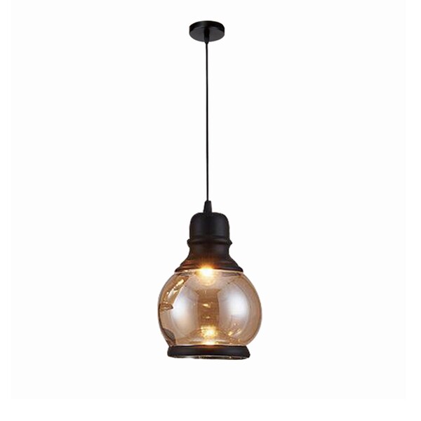 Pendente Retrô Metal C/ Vidro Champanhe P/1lâmp E27 Tam(d)17x