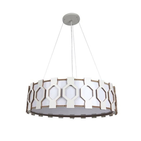 Pendente Ripado Diamante 50x50 - 5 Luzes E27 - Branco