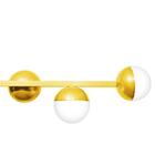 Pendente Seven Meia Lua Dourado Com Globos Brancos Foscos Par