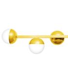 Pendente Seven Meia Lua Dourado Com Globos Brancos Foscos Par