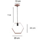 Pendente Sextavado 1 Lâmpada Emalustres Cobre