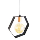 Pendente Sextavado 1 Lâmpada Emalustres Preto