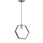 Pendente Sextavado 1 Lâmpada Emalustres Preto