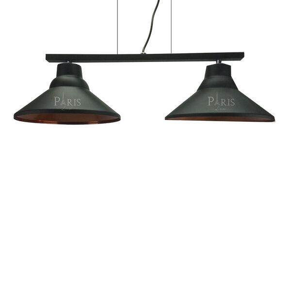 Pendente Sinuca Cone Duplo 60cm Preto/cobre 2 Lâmpadas