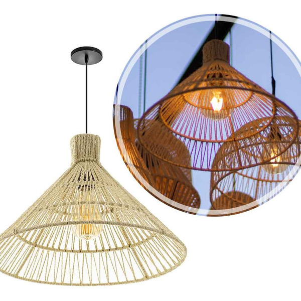 Pendente Sisal 09 Chapéu 27 Cm Para E27 St2987