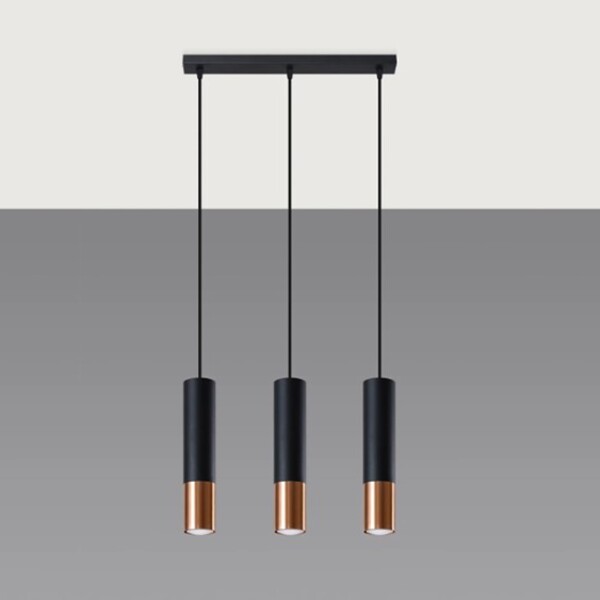 Pendente Slim Luxo Tubular Bicolor  Moderno P/3 Dicroicas  -