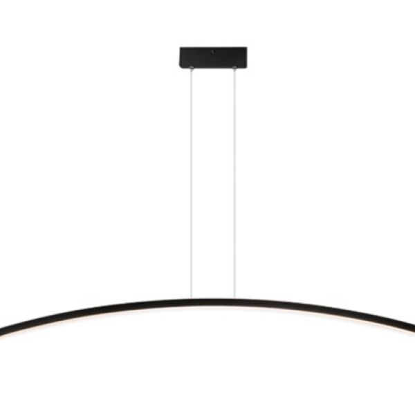 Pendente Slim Moderno Perfil Curvo Led Integrado 1,20m - Preto