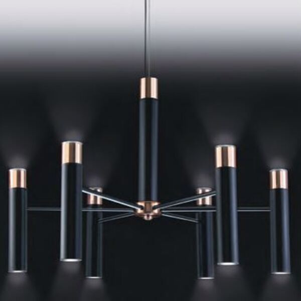 Pendente Sobrepor Para 6 Lampadas Mini Dicroica Oa Preto*