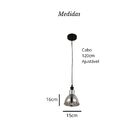 Pendente Sobrepor Vidro Michele 16cm E27 Dourado