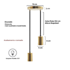 Pendente Soquete Copinho E27 Dourado Duplo