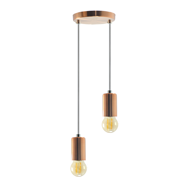 Pendente Soquete Copinho E27 Rose Gold Duplo + Led G45