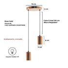 Pendente Soquete Copinho E27 Rose Gold Duplo + Led G95