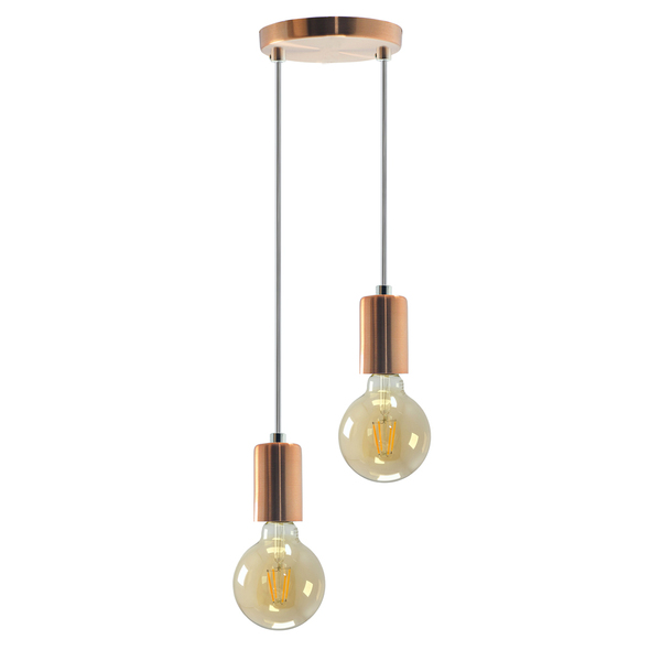 Pendente Soquete Copinho E27 Rose Gold Duplo + Led G95
