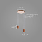 Pendente Soquete Duplo Alumínio Cobre P/ 2 Lâmpada E27 St1696