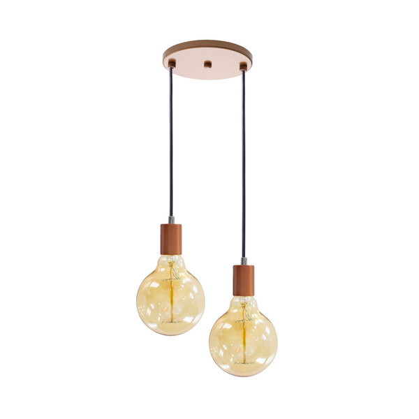 Pendente Soquete Duplo Alumínio Cobre P/ 2 Lâmpada E27 St1696