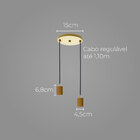 Pendente Soquete Duplo Alumínio Dourado P/ 2 Lâmpada E27 St16