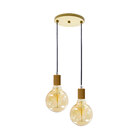 Pendente Soquete Duplo Alumínio Dourado P/ 2 Lâmpada E27 St16