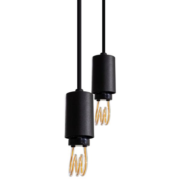 Pendente Soquete Duplo Alumínio Preto + Filamento Led 3d M St