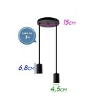 Pendente Soquete Duplo Alumínio Preto + Filamento Led 3d M St