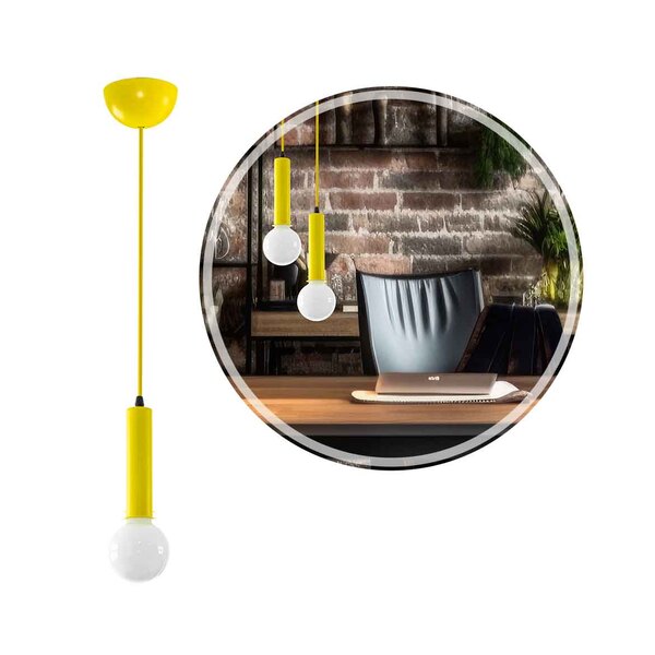 Pendente Soquete Tubo Amarelo C/ Cabo De Corda P/ E27 Ds2023l