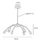 Pendente Spider 6 Lâmpadas Emalustres Preto