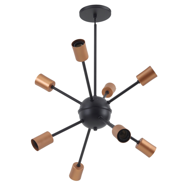 Pendente Sputnik 8 lâmpadas Preto e Cobre
