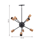 Pendente Sputnik 8 lâmpadas Preto e Cobre