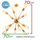 Pendente Sputnik Atom Cobre Fosco + 12 Lampadas Filamento de