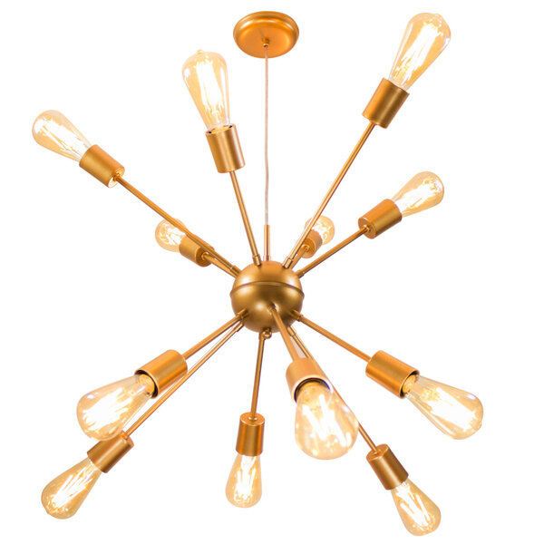 Pendente Sputnik Atom Cobre Fosco + 12 Lampadas Filamento de
