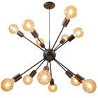Pendente Sputnik Atom Preto + 12 Lampadas Filamento de carbon