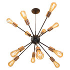 Pendente Sputnik Atom Preto com Cobre + 12 Lampadas Filamento